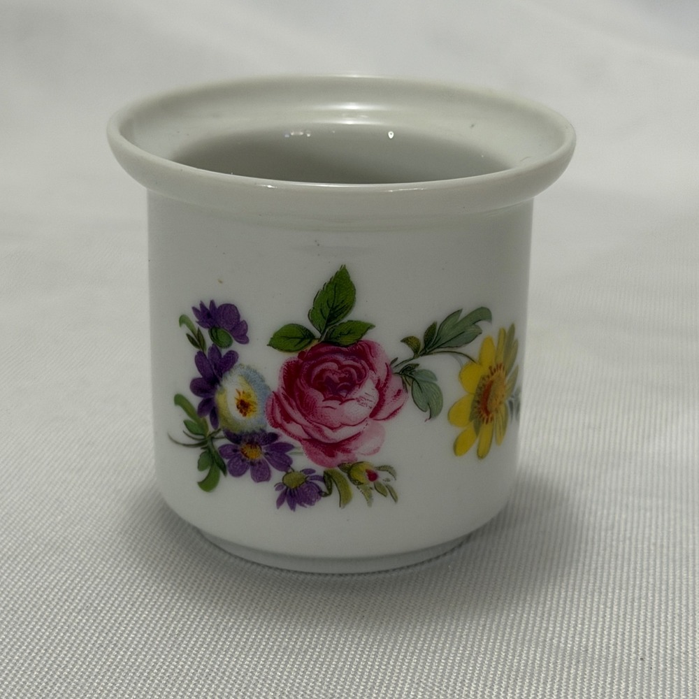 Kaiser Germany Porcelain Floral Toothpick Holder Planter Cottagecore Shabby Chic